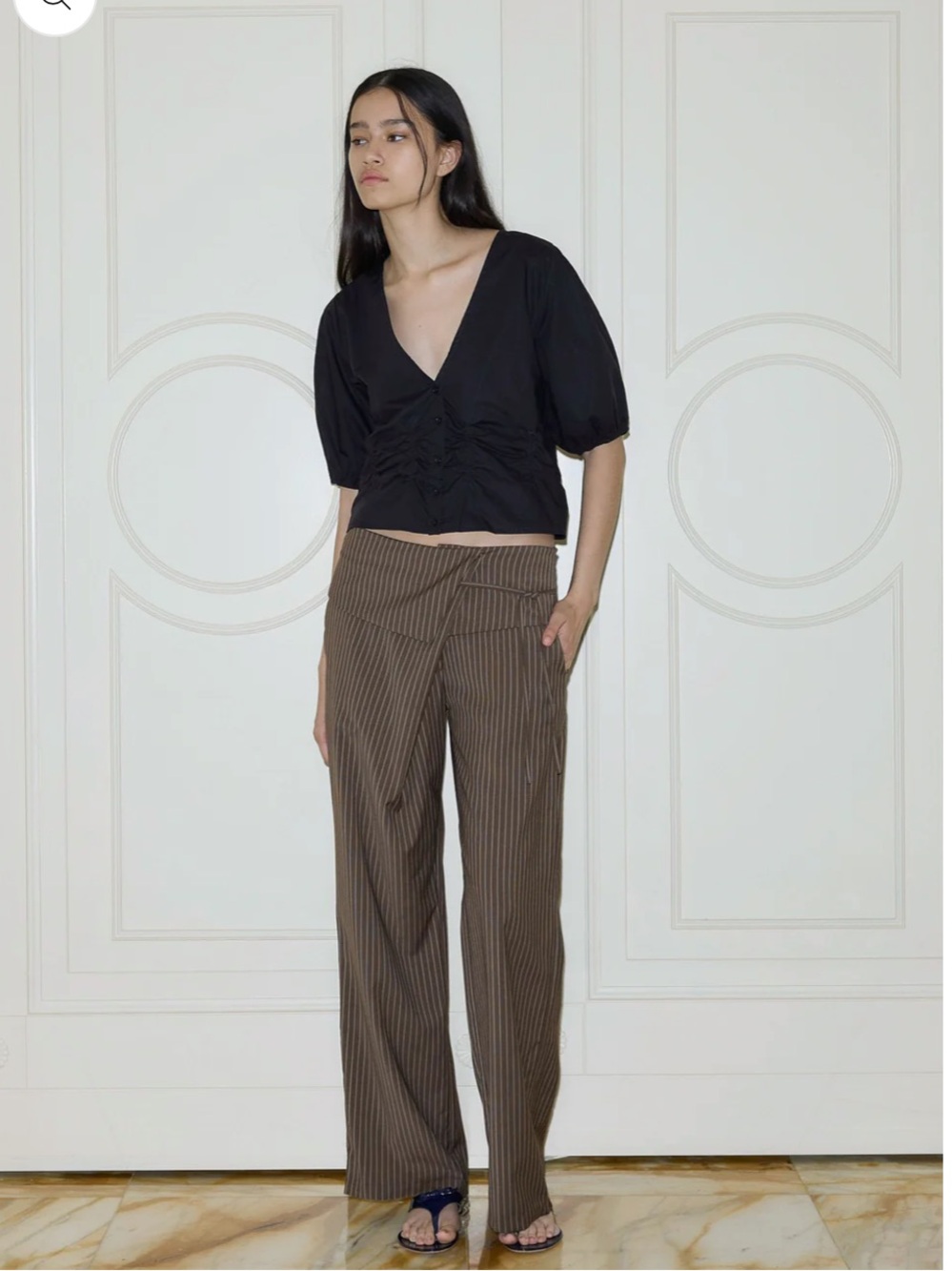 Deiji Studios Folded Wool Pant in Sable Stripe